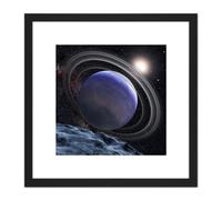Artery8 Space NASA ESA Giant Planet HR8799b Rings Illustration 8X8 Inch Square Wooden Framed Wall Art Print Picture with Mount in Black Artery8 Black