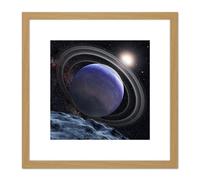 Artery8 Space NASA ESA Giant Planet HR8799b Rings Illustration 8X8 Inch Square Wooden Framed Wall Art Print Picture with Mount in Light Oak Artery8 Light Oak