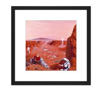 Artery8 Space NASA Exploring Surface Mars Concept Illustration 8X8 Inch Square Wooden Framed Wall Art Print Picture with Mount in Black Artery8 Black