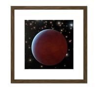 Artery8 Space NASA Gas Giant Planet Orbiting Star Illustration 8X8 Inch Square Wooden Framed Wall Art Print Picture with Mount in Brown Artery8 Brown