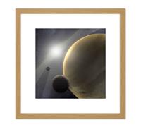 Artery8 Space NASA Gas Giant Planets Form Quickly Illustration 8X8 Inch Square Wooden Framed Wall Art Print Picture with Mount in Light Oak Artery8 Light Oak