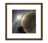 Artery8 Space NASA Gas Giant Planets Form Quickly Illustration 8X8 Inch Square Wooden Framed Wall Art Print Picture with Mount in Brown Artery8 Brown
