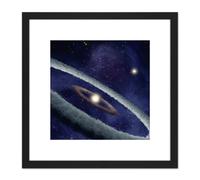Artery8 Space NASA HD113766 Stellar Disk Binary Star Illustration 8X8 Inch Square Wooden Framed Wall Art Print Picture with Mount in Black Artery8 Black