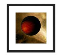 Artery8 Space NASA HD149026b Planet Hot Jupiter Illustration 8X8 Inch Square Wooden Framed Wall Art Print Picture with Mount in Black Artery8 Black