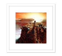 Artery8 Space NASA Humans On Mars Concept Illustration 8X8 Inch Square Wooden Framed Wall Art Print Picture with Mount in White Artery8 White