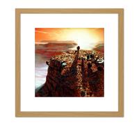 Artery8 Space NASA Humans On Mars Concept Illustration 8X8 Inch Square Wooden Framed Wall Art Print Picture with Mount in Light Oak Artery8 Light Oak