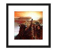 Artery8 Space NASA Humans On Mars Concept Illustration 8X8 Inch Square Wooden Framed Wall Art Print Picture with Mount in Black Artery8 Black