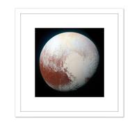 Artery8 Space NASA LORRI Dwarf Planet Pluto Enhanced Photo 8X8 Inch Square Wooden Framed Wall Art Print Picture with Mount in White Artery8 White