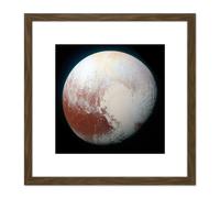 Artery8 Space NASA LORRI Dwarf Planet Pluto Enhanced Photo 8X8 Inch Square Wooden Framed Wall Art Print Picture with Mount in Brown Artery8 Brown