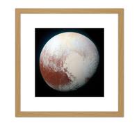 Artery8 Space NASA LORRI Dwarf Planet Pluto Enhanced Photo 8X8 Inch Square Wooden Framed Wall Art Print Picture with Mount in Light Oak Artery8 Light Oak