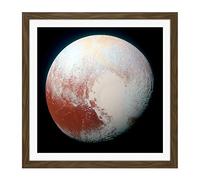 Artery8 Space NASA LORRI Dwarf Planet Pluto Enhanced Photo Square Wooden Framed Wall Art Print Picture 16X16 Inch