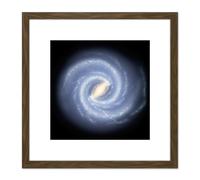 Artery8 Space NASA Milky Way Galaxy Map Stars Illustration 8X8 Inch Square Wooden Framed Wall Art Print Picture with Mount in Brown Artery8 Brown