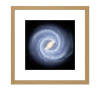 Artery8 Space NASA Milky Way Galaxy Map Stars Illustration 8X8 Inch Square Wooden Framed Wall Art Print Picture with Mount in Light Oak Artery8 Light Oak