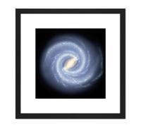 Artery8 Space NASA Milky Way Galaxy Map Stars Illustration 8X8 Inch Square Wooden Framed Wall Art Print Picture with Mount in Black Artery8 Black