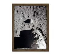 Artery8 Space NASA Moon Landing Apollo 11 Aldrin's Bootprint Photo Artwork Framed Wall Art Print 18X24 Inch