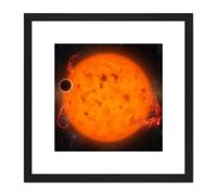 Artery8 Space NASA Planet K2-33b Orbiting Star Illustration 8X8 Inch Square Wooden Framed Wall Art Print Picture with Mount in Black Artery8 Black