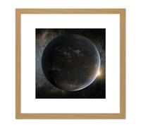 Artery8 Space NASA Planet Kepler-62f Morning Star Illustration 8X8 Inch Square Wooden Framed Wall Art Print Picture with Mount in Light Oak Artery8 Light Oak