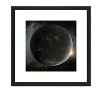 Artery8 Space NASA Planet Kepler-62f Morning Star Illustration 8X8 Inch Square Wooden Framed Wall Art Print Picture with Mount in Black Artery8 Black