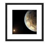 Artery8 Space NASA Planet Kepler186f Orbiting Star Illustration 8X8 Inch Square Wooden Framed Wall Art Print Picture with Mount in Black Artery8 Black