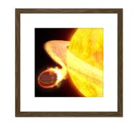 Artery8 Space NASA Planet WASP-12b Being Eaten By Star Concept 8X8 Inch Square Wooden Framed Wall Art Print Picture with Mount in Brown Artery8 Brown