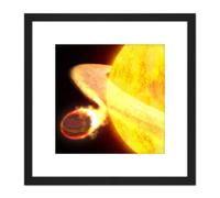 Artery8 Space NASA Planet WASP-12b Being Eaten By Star Concept 8X8 Inch Square Wooden Framed Wall Art Print Picture with Mount in Black Artery8 Black