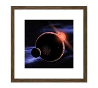 Artery8 Space NASA Red Dwarf Planet Concept Illustration 8X8 Inch Square Wooden Framed Wall Art Print Picture with Mount in Brown Artery8 Brown