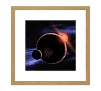 Artery8 Space NASA Red Dwarf Planet Concept Illustration 8X8 Inch Square Wooden Framed Wall Art Print Picture with Mount in Light Oak Artery8 Light Oak