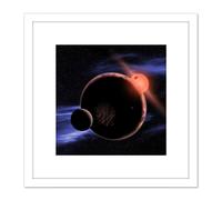 Artery8 Space NASA Red Dwarf Planet Concept Illustration 8X8 Inch Square Wooden Framed Wall Art Print Picture with Mount in White Artery8 White