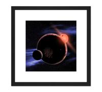 Artery8 Space NASA Red Dwarf Planet Concept Illustration 8X8 Inch Square Wooden Framed Wall Art Print Picture with Mount in Black Artery8 Black