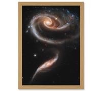 Artery8 Space Photo Hubble Rose Made Galaxies UGC 181 Artwork Framed Wall Art Print A4 in Light Oak Artery8 Light Oak