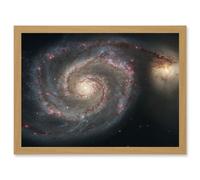 Space Photo Hubble Whirlpool Galaxy M51 A4 Artwork Framed Wall Art Print Artery8 Light Oak One Size