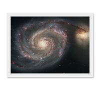 Space Photo Hubble Whirlpool Galaxy M51 A4 Artwork Framed Wall Art Print Artery8 White One Size