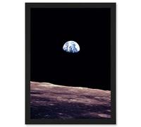 Artery8 Space Photo Planet Earth From Moon Surface Landscape USA A4 Artwork Framed Wall Art Print