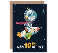 Artery8 Space Rocket Astronaut 10th Birthday Greetings Card in Dark Blue Artery8 Dark Blue