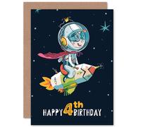 Wee Blue Coo Space Rocket Astronaut Birthday 4th Greetings Card