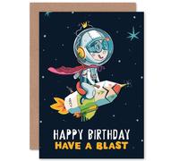 Artery8 Space Rocket Astronaut Birthday Blast Greetings Card in Dark Blue Artery8 Dark Blue