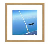 Artery8 Space Shuttle Atlantis Launch Strike Eagle Patrol Photo 8X8 Inch Square Wooden Framed Wall Art Print Picture with Mount in Light Oak Artery8 Light Oak