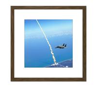 Artery8 Space Shuttle Atlantis Launch Strike Eagle Patrol Photo 8X8 Inch Square Wooden Framed Wall Art Print Picture with Mount in Brown Artery8 Brown