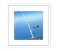 Artery8 Space Shuttle Atlantis Launch Strike Eagle Patrol Photo 8X8 Inch Square Wooden Framed Wall Art Print Picture with Mount in White Artery8 White