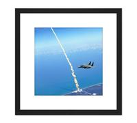 Artery8 Space Shuttle Atlantis Launch Strike Eagle Patrol Photo 8X8 Inch Square Wooden Framed Wall Art Print Picture with Mount in Black Artery8 Black