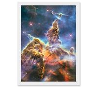 Space Stars Nebula Galaxy Universe Hubble Mystic Mountain Cosmos Artwork Framed Wall Art Print A4 Artery8 White One Size