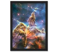 Space Stars Nebula Galaxy Universe Hubble Mystic Mountain Cosmos Artwork Framed Wall Art Print A4 Artery8 Black One Size