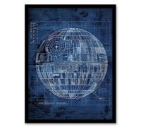Artery8 Space Station Blueprint Star Design Death Framed Art Print in Blue | Size: W12" x H16" Artery8 Blue W12" x H16"