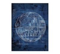 Space Station Blueprint Star Design Death Wall Art Print Artery8 Blue W18 inch x H24 inch