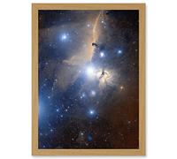 Space Telescope Stars Orions Belt Flame Nebula Universe Artwork Framed Wall Art Print A4 Artery8 Light Oak One Size