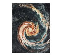 Artery8 Unframed Wall Art Space Whirlpool Spiral Galaxy M51 Watercolour - 12X16 Inch