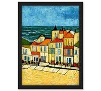 Artery8 Spain Costa Brava Seaside Van Gogh Style Modern Wall Art Print - A4 Size