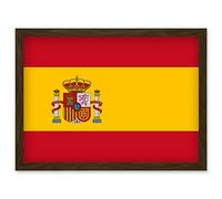 Artery8 Spain National Flag Vexillology World Flags Country Region Poster Artwork Framed Wall Art Print A4 in Brown Artery8 Brown