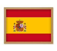 Artery8 Spain National Flag Patriotic Vexillology World Flags Country Region Poster Artwork Framed Wall Art Print A4