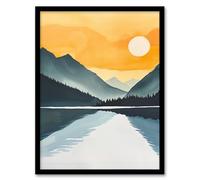 Artery8 Sparks Lake Sunrise Mountain Lakeside Landscape Living Room Artwork Framed Wall Art Print A4